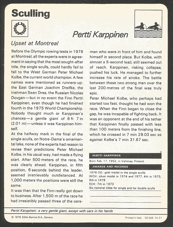 CC SUI 1979 EDITO SERVICE Sculling Pertti Karppinen reverse