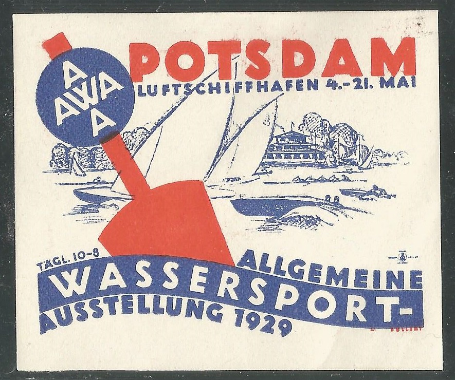 Label GER 1929 Potsdam Wassersport Ausstellung 4 1X
