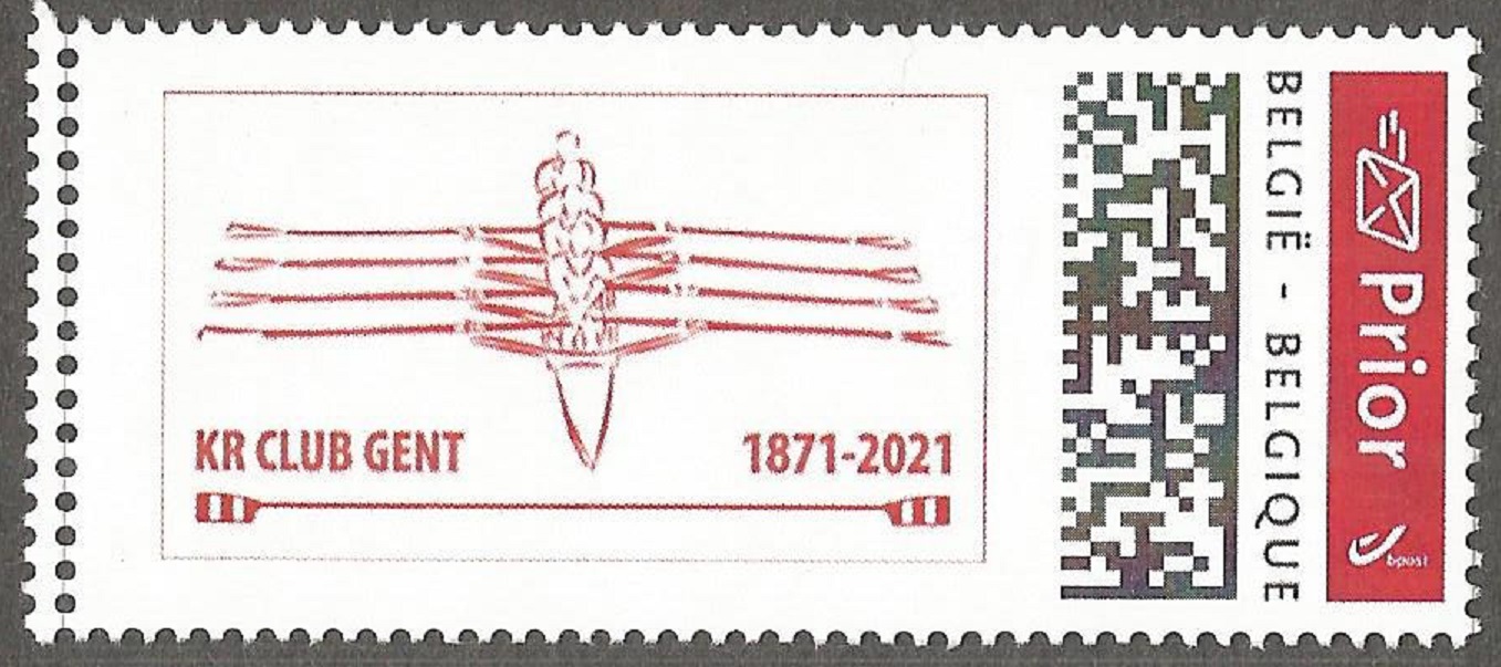 Stamp BEL 2020 Dec. personalized Ghent Koninklijke Roeivereiniging Club 1871 2021 postage for Belgium to be delivered the following day