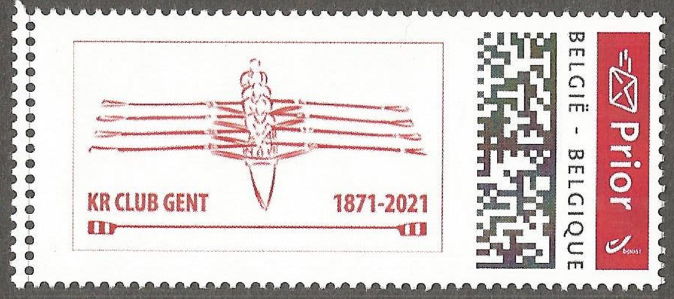 Stamp BEL 2020 Dec. personalized Ghent Koninklijke Roeivereiniging Club 1871 2021 postage for Belgium to be delivered the following day