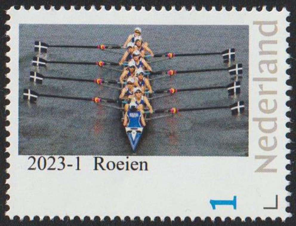 Stamp NED 2023 1 8 crew catching the water with their blades personalized issue