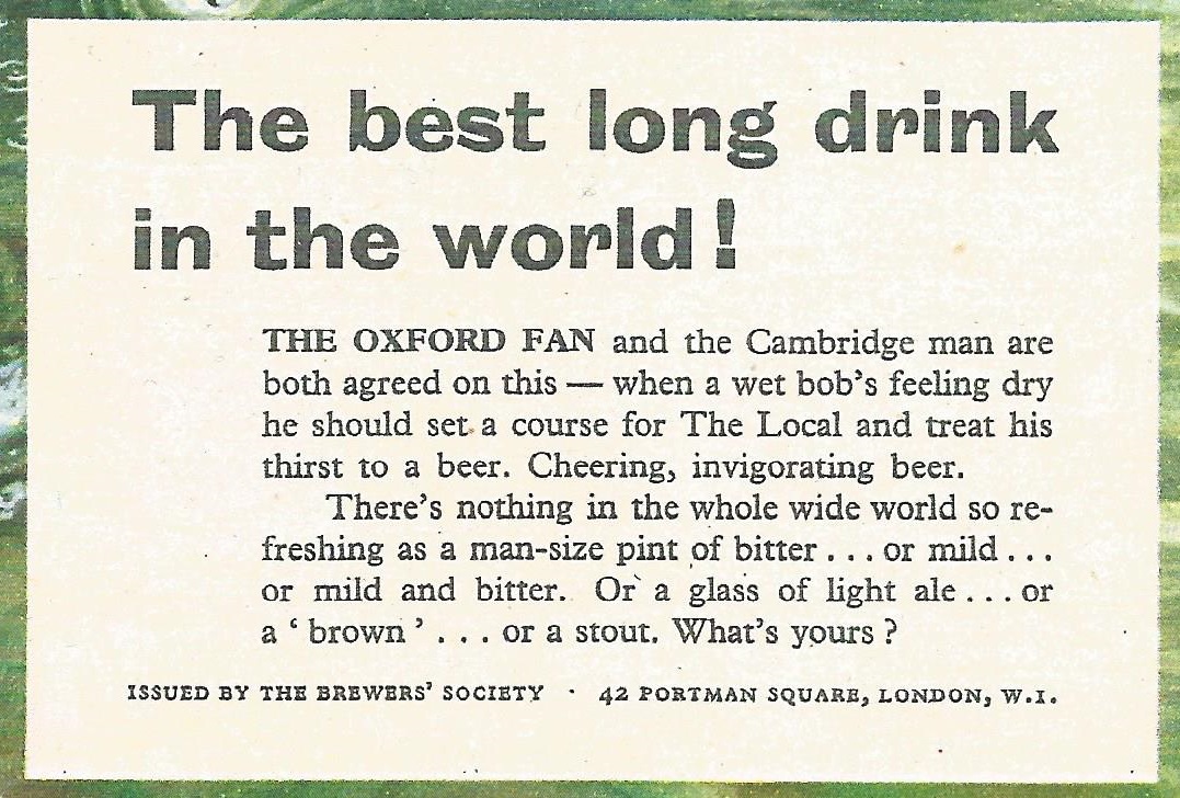Ad GBR 1956 THE BREWERS SOCIETY Good wholesome Beer the best long drink in the world detail