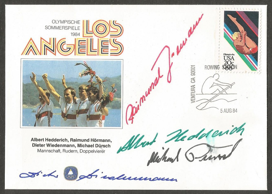 AC USA 1984 OG Los Angeles with signatures of the M4X gold medal winning crew GER