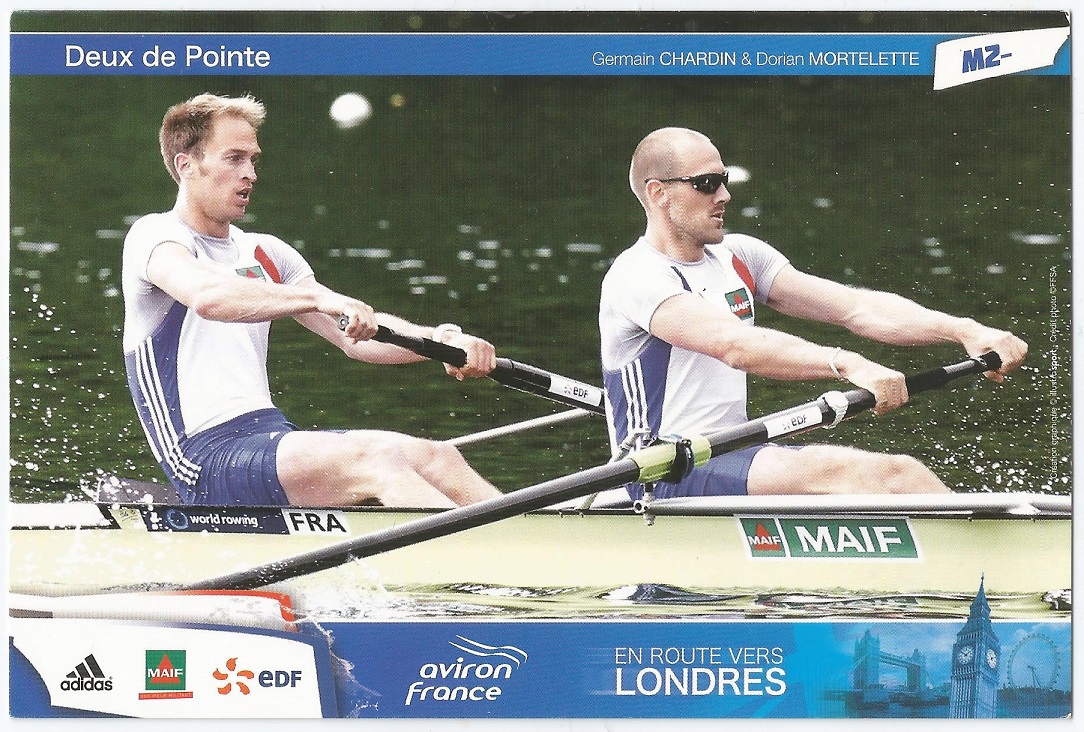 Crew card FRA 2012 OG London M2 silver medal winners G. Chardin D. Mortelette FRA