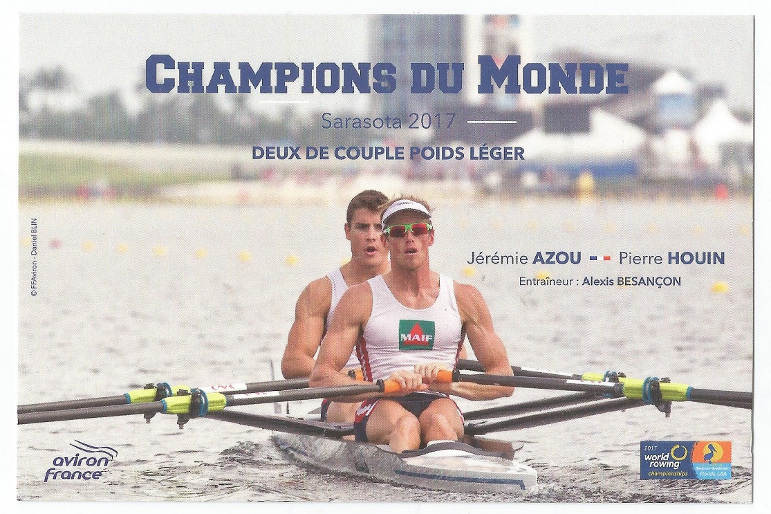 Crew card FRA 2017 WRC Sarasota LWM2X gold medal winners J. Azou P. Houin FRA