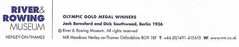 Crew card GBR OG Berlin 1936 Jack Beresford Dick Southwood M2X gold medal winners reverse