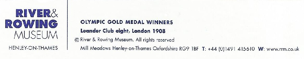 Crew card GBR OG London Henley 1908 GBR M8 gold medal winners reverse