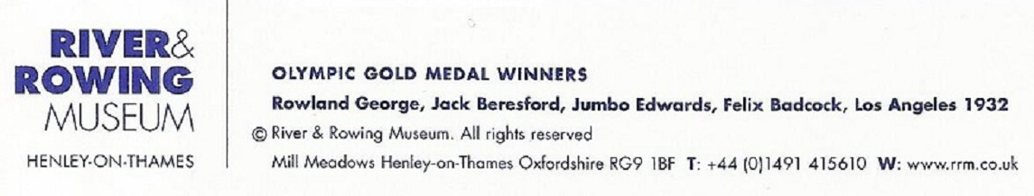 Crew card GBR OG Los Angeles 1932 GBR M4 gold medal winners reverse 1