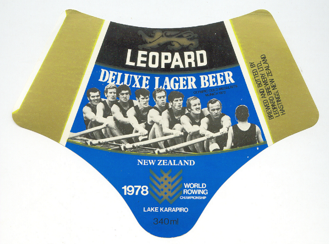 Beer label NZL 1978 Leopard DeLuxe Lager Beer WRC Lake Karapiro