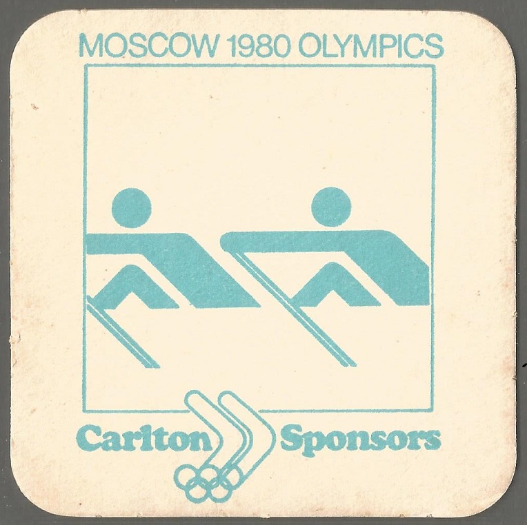 Beer mat AUS CARLTON SPONSORS Moscow 1980 Olympics with with Olympic pictogram No. 3 Munich 1972