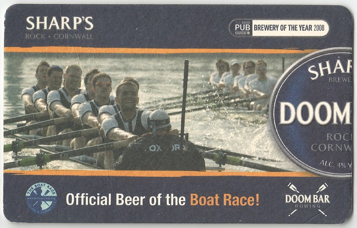 Beer mat GBR 2008 SHARPS Brewery DOOM BAR Official Beer of the Boat Race