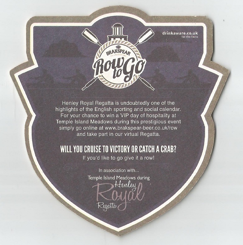 beer mat gbr brakspear row to go henley regatta reverse
