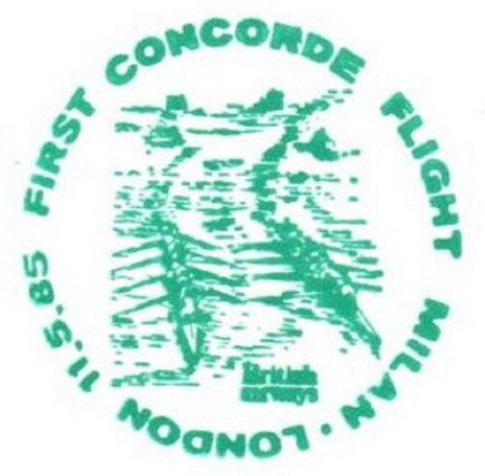 Cachet ITA 1985 First Concorde flight Milan London by British Airways