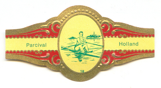 cigar label ned parcival holland no. 18 yellow red green colour