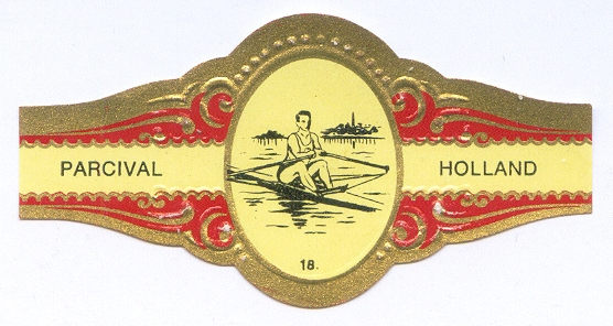 cigar label ned parcival olympiade no. 18 yellow red colour