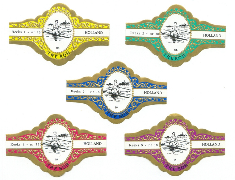 cigar label ned reeks 1 5 tresor olympic sports no. 18 in five different colours