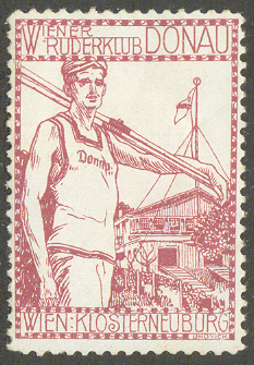 Cinderella AUT Wiener RC Donau Rower in front of boathouse red colour