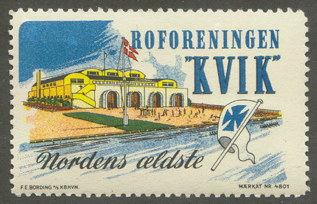 Cinderella DEN Roforeningen KVIK Copenhagen Nordens oeldste Drawing of boathouse club flag 