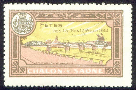 Cinderella FRA 1913 Chalon sur Saone Fetes des 15 16 17 Aug 6 with bridge in backfround