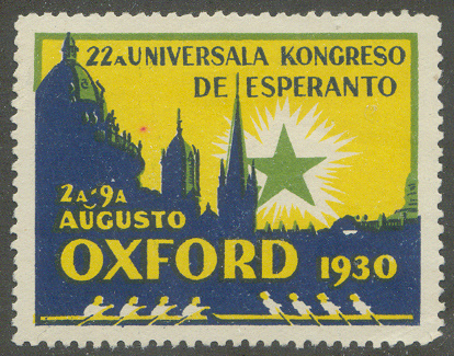 Cinderella GBR 1930 Esperanto Congress Oxford Two stylized 4X 
