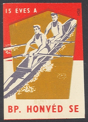 Label HUN BP Honved SE 2X on yellow brown background Coll. E