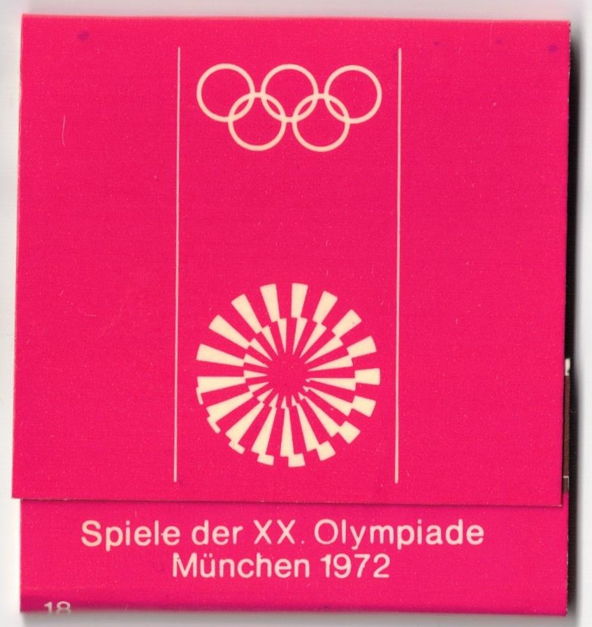 Matchbook cover GER 1972 OG Munich with Olympic pictogram No. 3 reverse