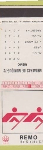 Matchbook cover POR 1972 OG Munich with Olympic pictogram No. 3 II