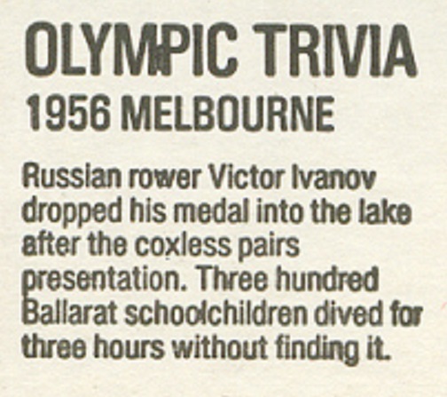 Matchbox cover AUS 1984 Bryant May Olympic Trivia 1956 Melbourne detail