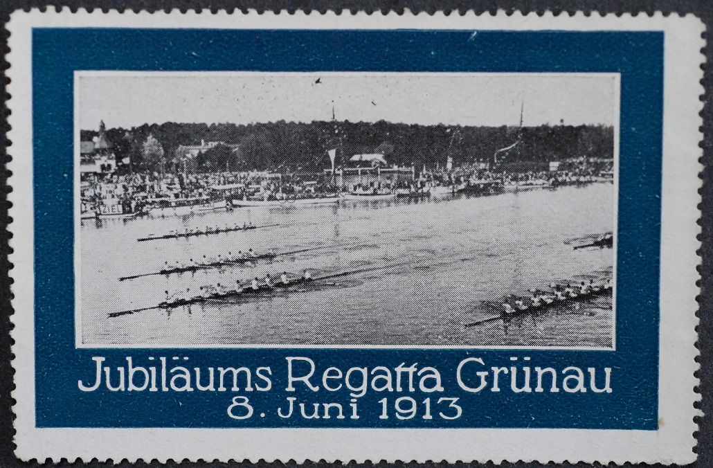 cinderella ger 1913 jubilaeums regatta gruenau 8 race dark blue margin coll. a