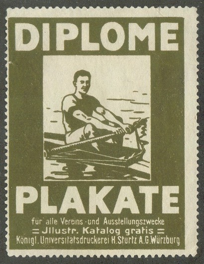 cinderella ger diplome plakate universitaetsdruckerei h. sturtz wuerzburg drawing of single sculler olive colour