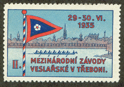cinderella hun regatta 29 30.vi.1935 coloured drawing of stylized 8 on danube flagpole with flag
