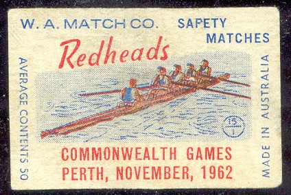 label aus 1962 redheads commonwealth games perth drawing of 4 crew 