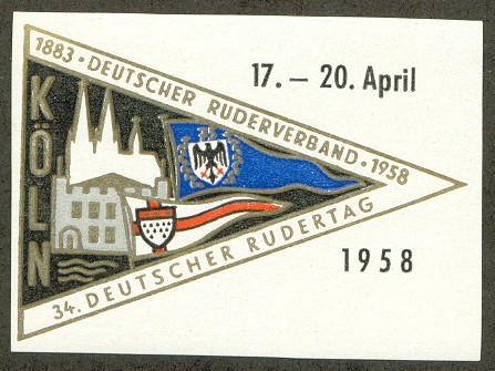 label ger 34. deutscher rudertag 17. 20. april 1958 1883 deutscher ruderverband 1958 