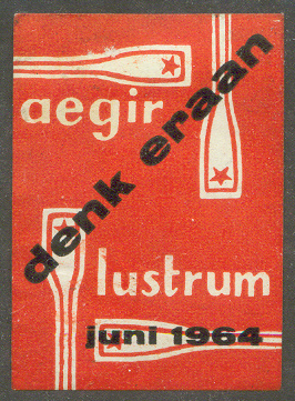 label ned 1964 june aegir lustrum with black overprint denk eraan