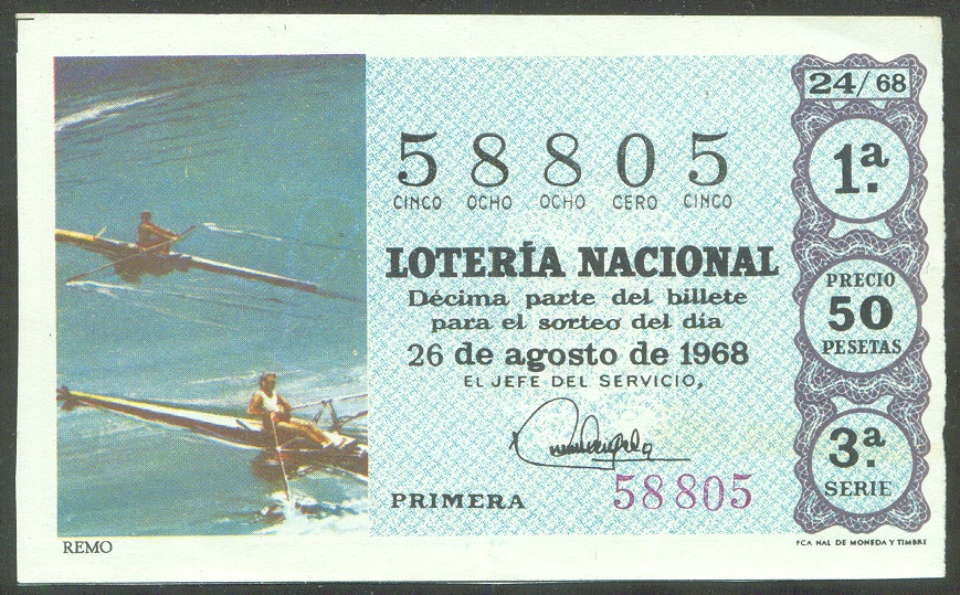 lottery ticket esp 1968 no. 58805
