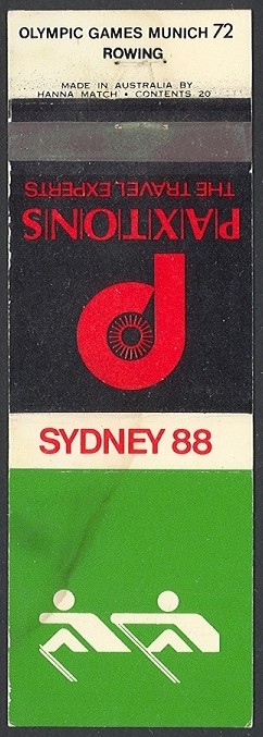 matchbox cover aus 1988 paxtons og munich 72 rowing pictogram coll. e 