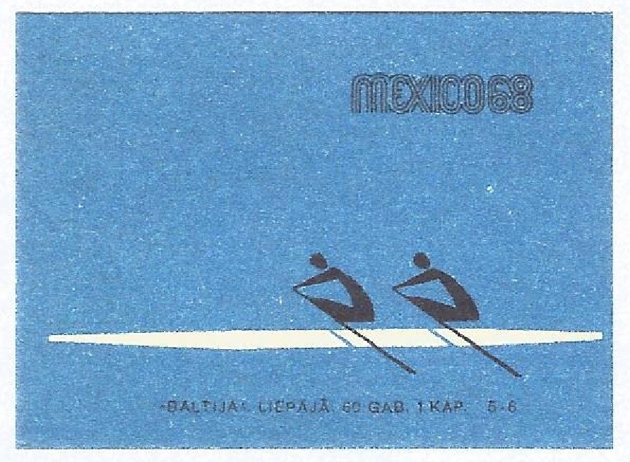 matchbox label urs 1968 og mexico stylized 2x on blue background