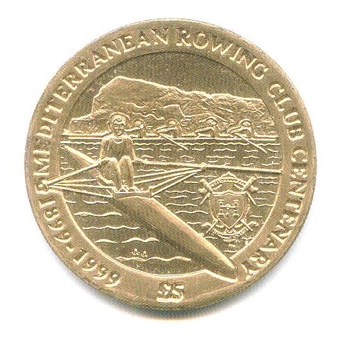 coin gbr gibraltar 1999 5 pounds mediterranean rc centenary 1899 1999