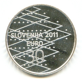 coin slo 2011 wrc bled 30 eur silver 925 pp 15 g no. 1858 of3500 issued front