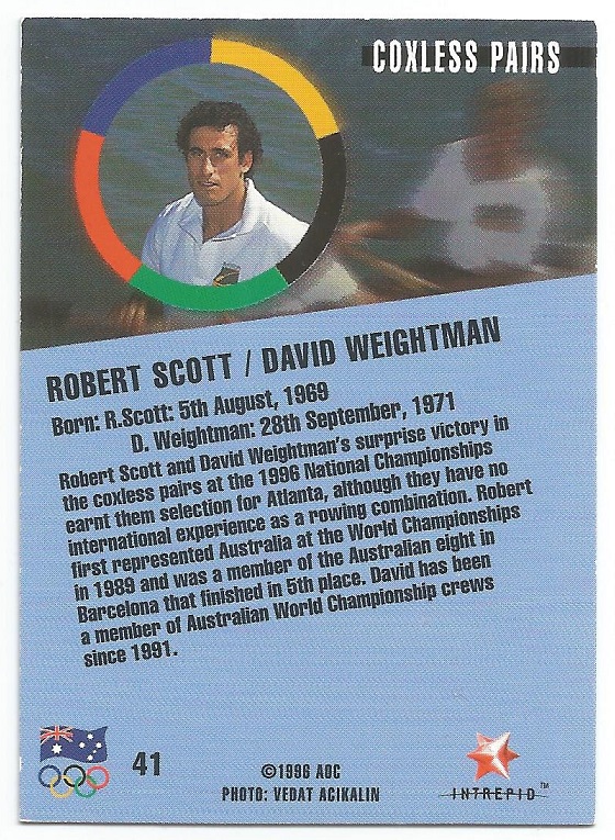 CC AUS 1996 Atlanta Contenders No. 41 Robert Scott David Weightman M2 reverse