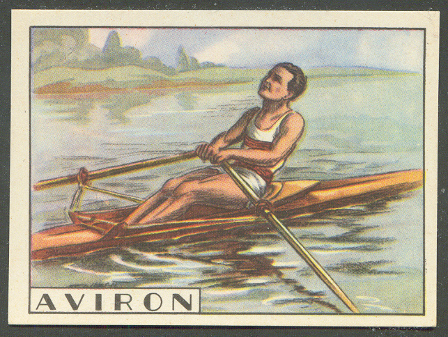 CC FRA -Avriron- (Coloured drawing of a single sculler finishing a stroke)