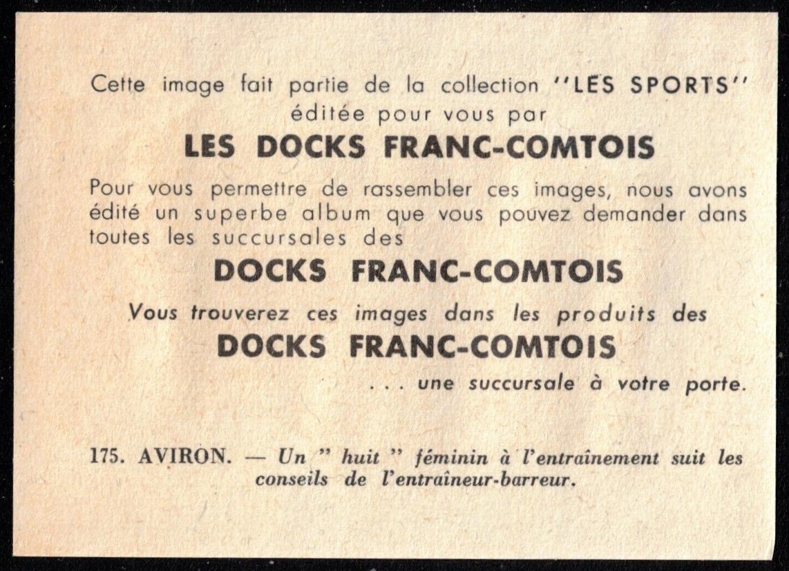 CC FRA Les Docks Franc Comtois Les Sports No. 175 Aviron M8 reverse