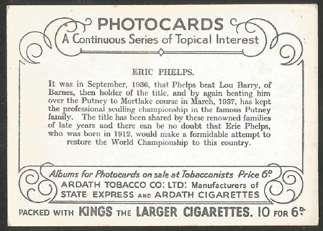 CC GBR 1937 Ardath Tobacco Co Ltd Eric Phelps reverse