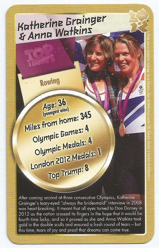 CC GBR 2012 OG TOP TRUMPS GOLD OG London W2X gold medal win for K. Grainger A. Watkins GBR