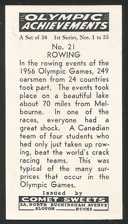 CC GBR COMET SWEETS Olympic Achievements No. 21 Rowing reverse