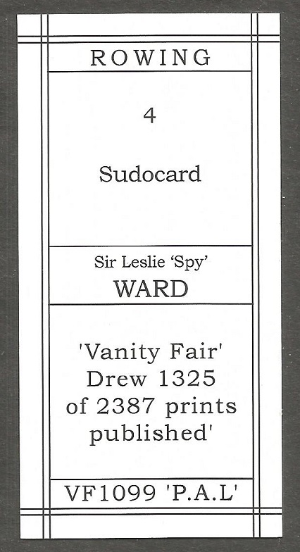 CC GBR FIGOPUZZLE Sudocard Rowing No. 04 Sir Leslie Spy Ward reverse