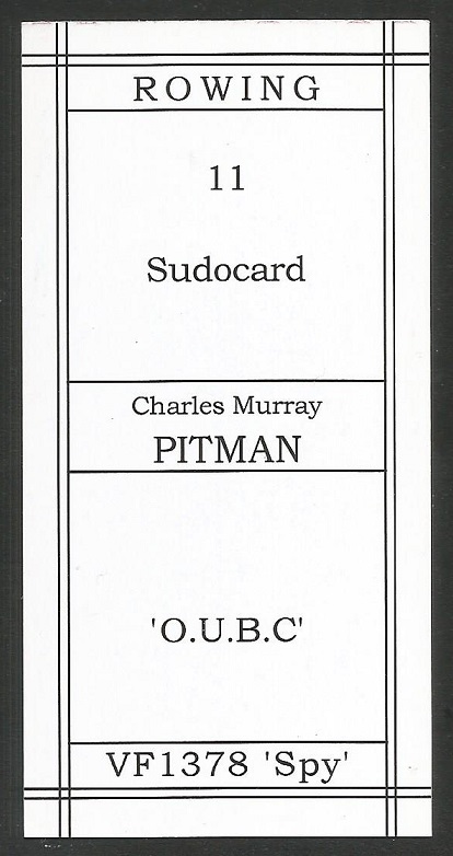 CC GBR FIGOPUZZLE Sudocard Rowing No. 11 Charles Murray Pitman Oxford University BC reverse