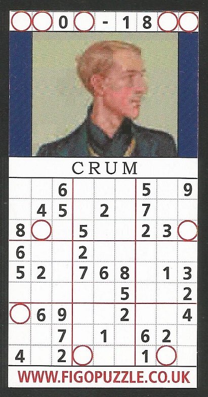 CC GBR FIGOPUZZLE Sudocard Rowing No. 12 Walter Erskine Crum Oxford University BC