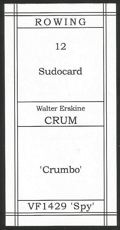 CC GBR FIGOPUZZLE Sudocard Rowing No. 12 Walter Erskine Crum Oxford University BC reverse