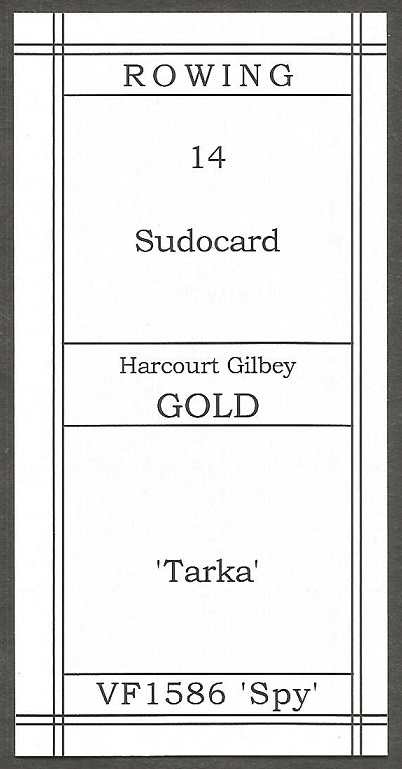 CC GBR FIGOPUZZLE Sudocard Rowing No. 14 Harcourt Gilbey Gold reverse